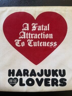 Harajuku Lovers Laptop Sleeve Bag Cream Red Heart Canvas Case